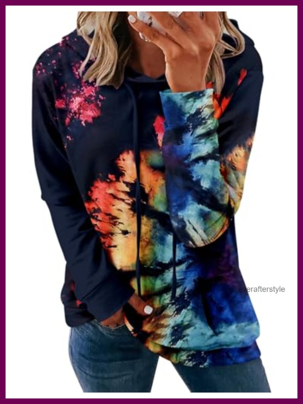 Womens Pullover Hoodie Hooded Sweatshirt Floral Print Long Sleeve